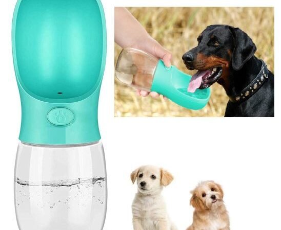 Large Capacity Dog Water Bottle – Leak Proof Portable Puppy Water Dispenser & Drinking Feeder Cup for Walking, Hiking, Travel (350 ml) | WUGO
