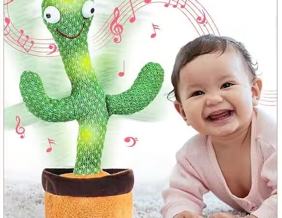 Electronic Dancing Cactus Toy with Lighting, Singing Cactus | Recording and Repeat Your Words | Cactus Mimicking Toy for Kids | WUGO