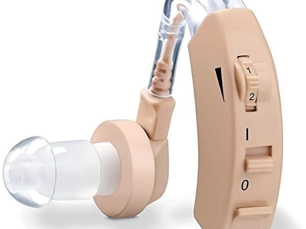 Smallest High-Power BTE Advanced Cyber Sonic Hearing Aid | 6-Level Volume Control Digital Ear Amplifier for Seniors & Hearing Support (Beige) | WUGO