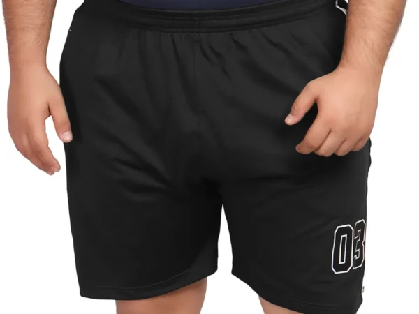 Black Lycra Blend Polyester Elasticated Solid Shorts For Men | Adaaistic