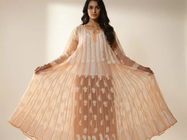 Women’s Chikankari 56 kali Anarkali | ChikanAdda