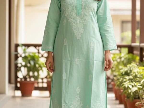 Women’s Voil cotton Chikankari kurti | Rishi Lucknowi Chikankari | Avadh Chikankaree