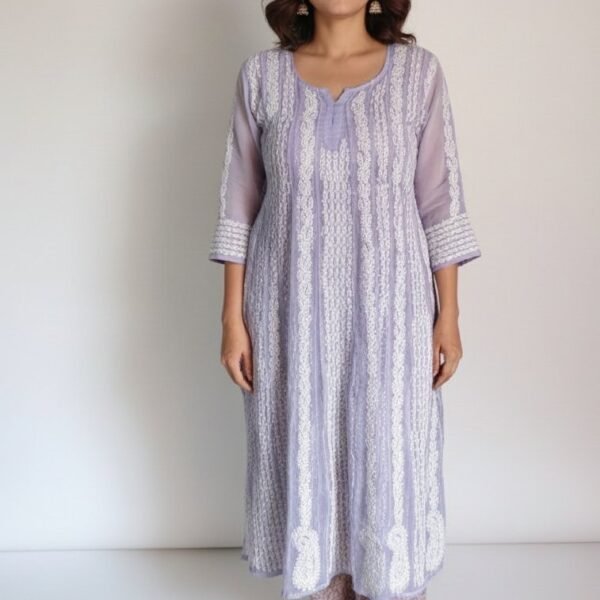 women's Chikankari 22 kali Straight Anarkali |Rishi Lucknowi Chikankari | Divyarshi Art & Craft