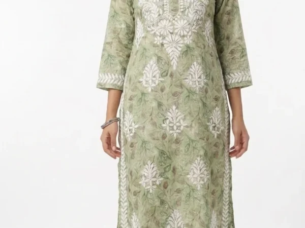 Women’s Mul cotton Chikankari kurti plazzo set | Rishi Lucknowi Chikankari | Virasat-e-Chikan