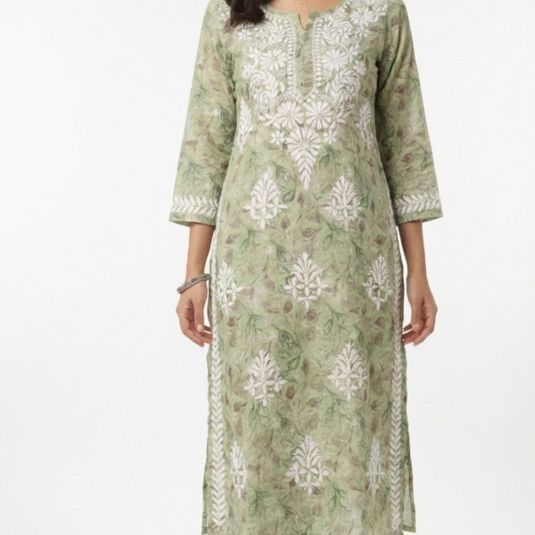 Women's Mul cotton Chikankari kurti plazzo set | Rishi Lucknowi Chikankari | Divyarshi Art & Craft