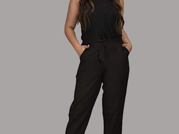 Women Regular Fit Black Viscose Rayon Trousers | TA TECHNOLOGIE