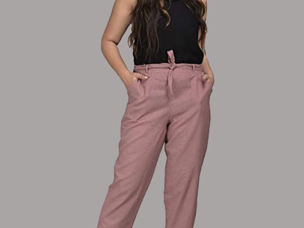 AREEBA FASHION Women Regular Fit Pink Viscose Rayon Trousers | TA TECHNOLOGIE