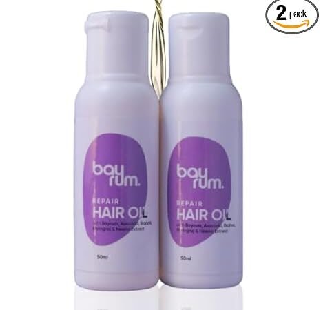 BAYRUM Herbal Hair Oil For Controlling Hair Fall & Re Growth Hair with Bhringraj, Brahmi, Alma Oil, Mulethi, Neem, Tea Tree Oil, & Jatamasi | For Women and Men. 50 + 50 ML | BAYRUM