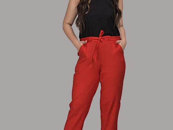 Women Regular Fit Wine Viscose Rayon Trousers | TA TECHNOLOGIE
