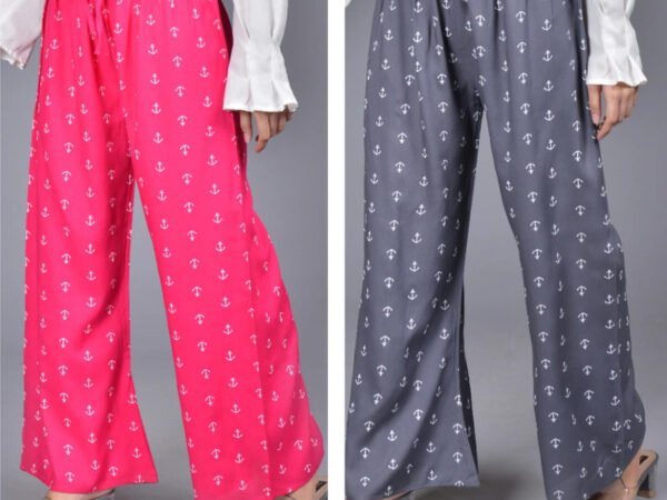 Pack of 2 Women Flared Multicolor Viscose Rayon Trousers | AREEBA COLLECTION | TA TECHNOLOGIE