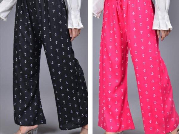 PALAZZO DESIGNS Pack of 2 Women Relaxed Multicolor Viscose Rayon Trousers | TA TECHNOLOGIE