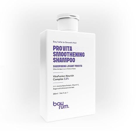 ProVita Smoothening Shampoo | Sulfate-Free Shampoo for Frizzy, Dry & Colored Hair | Keratin & Vitamin Enriched | Reduces Frizz, Adds Shine & Smoothness | 220 ml | Bayrum