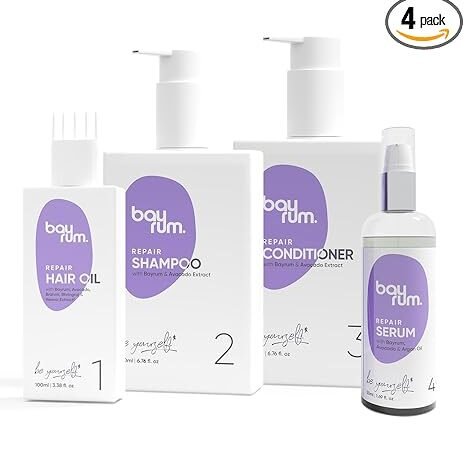 Hair Care Combo for Dry & Frizzy Hair | 4-Step Hair Repair Kit with Hair Oil, Shampoo, Conditioner & Serum | Deep Repair | Bayrum