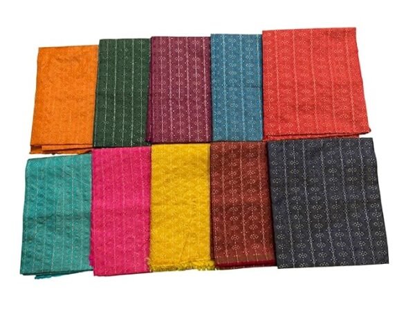 Women's Brocade Unstitched Blouse Materials, Multicolor, 1 Meter Each, Pack of 10 Pieces, Free Size | House of kesari