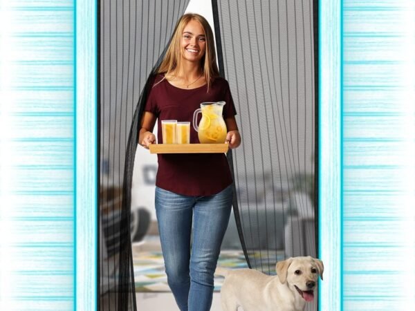 BROCCOLIN Magic Mesh Magnetic Mosquito Screen Door Net Curtain with Magnets Reinforced Polyester Mesh Curtain Back Door Mesh with Full Frame Hook & Loop