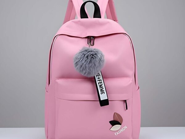 Latest Trendy Women’s Pink Backpack | Lightweight & Durable PU Leather School/College Bag | Adjustable Straps with Dual Handles | Fashionable Solid Pattern Tote with Soft Texture, Front Pocket | WUGO