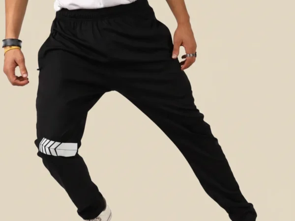 Black Lycra Blend Elastic Solid Track Pant For Men | Adaaistic