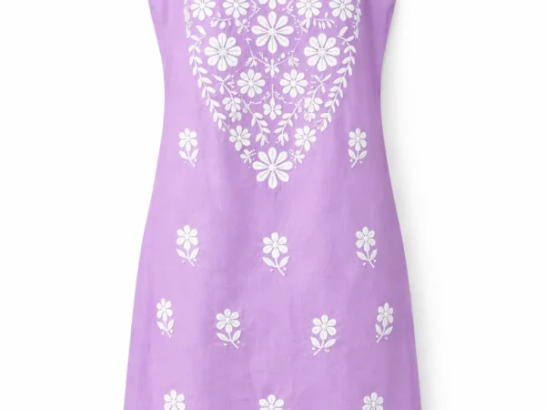 Women’s Lavender Floral Embroidered Cotton Chickenkari for Women | Virasat-e-Chikan