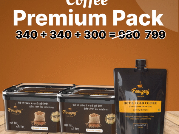 Classic 150g+Palm mishri 225g+Deep coffee 30 bag 150g+Hot & cold 250ml | FENUGREY