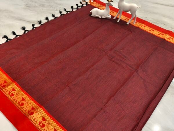 Elephant Border Narayanpet Pure Handloom Cotton Saree With Blouse Piece | Happy Creatiom