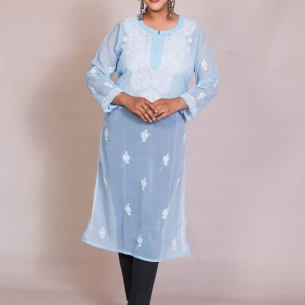 Women's Gala booty Chikankari kurti | Rishi Lucknowi Chikankari | Divyarshi Art & Craft