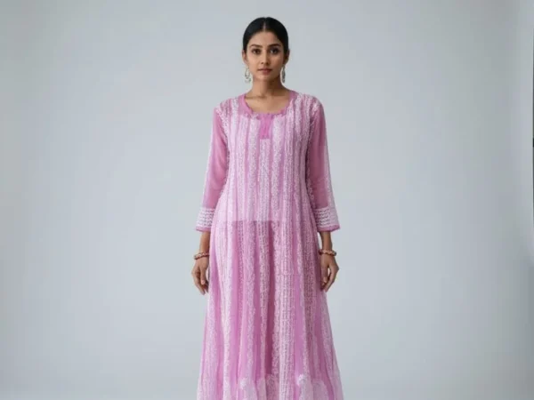 Women’s Chikankari 22 kali Straight Anarkali | Lucknowi Heritage