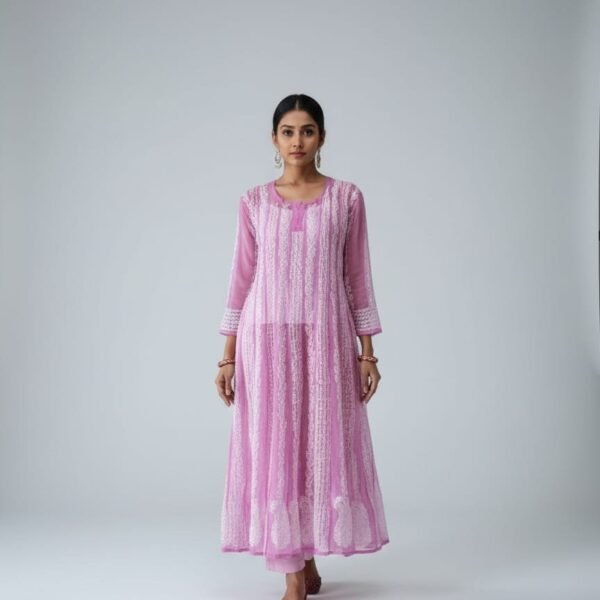 Women's Chikankari 22 kali Straight Anarkali | Divyarshi Art & Craft