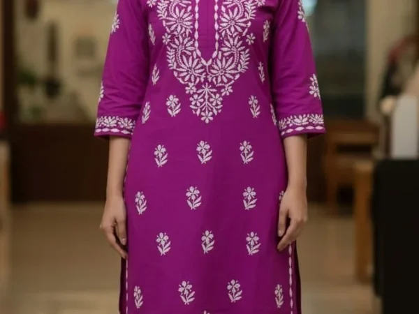 Women’s Rayon kurta plazzo Chikankari set | ChikanAdda