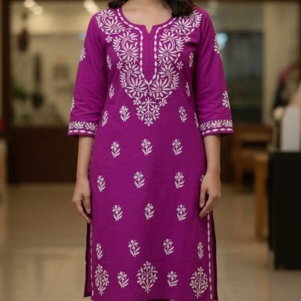 Women's Rayon kurta plazzo Chikankari set | Divyarshi Art & Craft