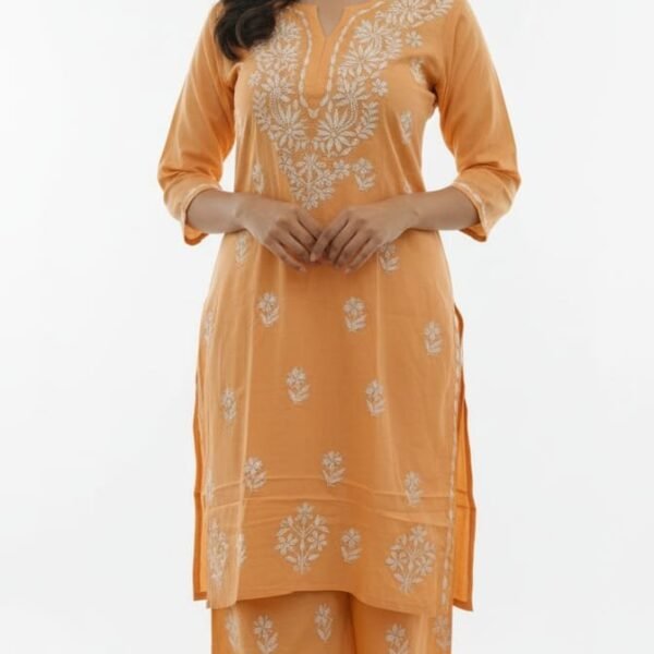 Women's Rayon Kurta plazzo Chikankari set | Divyarshi Art & Craft