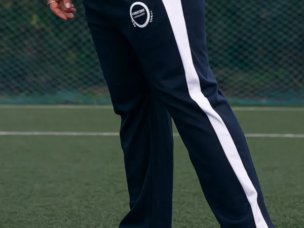 Dark Blue Lycra Blend Polyester Elastic Solid Track Pant For Men | Adaaistric