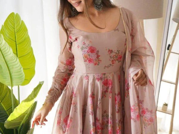 Multi Color Printed Anarkali Kurta Set