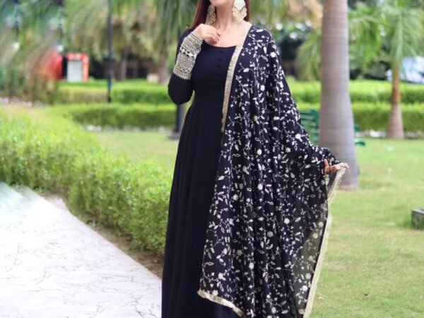 Black Color Sequence Embrodery Work Anarkali Kurta Set