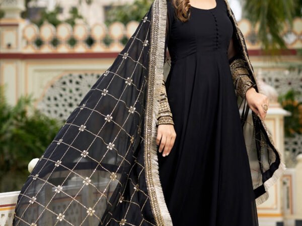 Black Color Sequence Embrodery Work Anarkali Kurta Set
