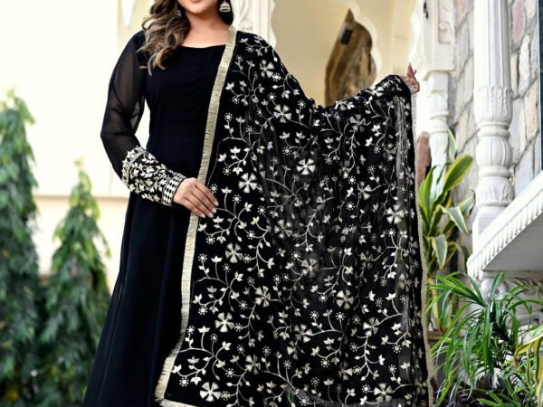 Black Color Sequence Embrodery Work Anarkali Kurta Set