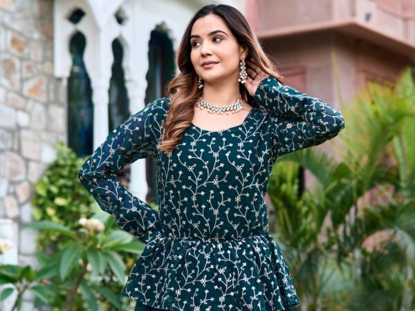 Fancy Embrodery Sequence Fox Blooming Georgette Lahenga Choli