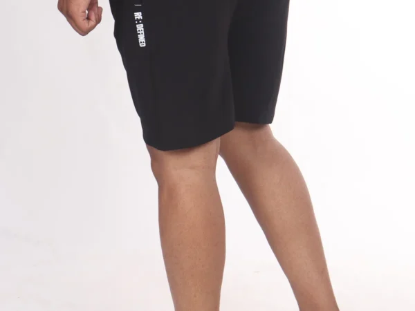 Black Lycra Blend Elasticated Solid Shorts For Men | Adaaistic