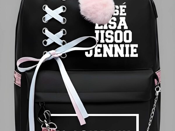 Latest Trendy Women’s Black-Pink Backpack | Lightweight & Durable PU Leather School/College Bag | Adjustable Straps with Dual Handles | Fashionable Solid Pattern Tote with Soft Texture, Front Pocket | WUGO