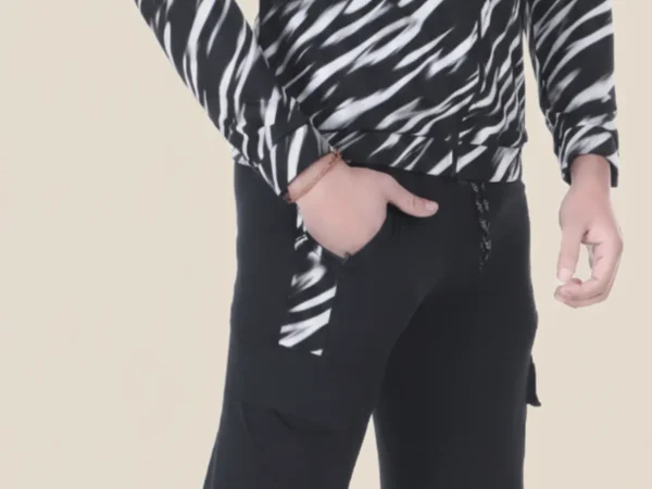 Black Lycra Blend Printed Track Suit For Men | Adaaistic