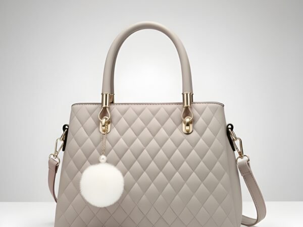 Premium Quality Women’s Stylish Dark Greyish Handbag | Elegant PU Leather Shoulder & Tote Bag for Ladies | Spacious Multi-Compartment Design with Golden Hardware & Fur Ball Charm | Perfect for Office, Daily Use, Travel & Parties | WUGO