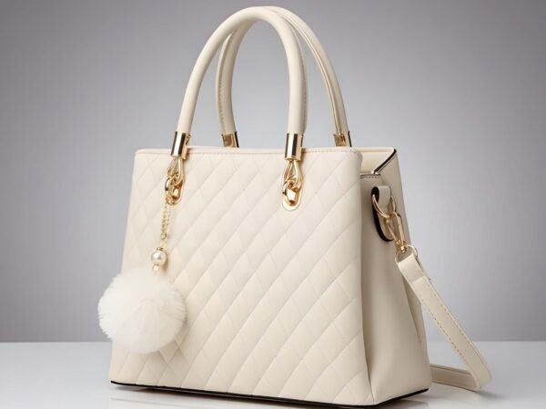 Premium Quality Women’s Stylish Light Greyish Orange Handbag | Elegant PU Leather Shoulder & Tote Bag for Ladies | Spacious Multi-Compartment Design with Golden Hardware & Fur Ball Charm | Perfect for Office, Daily Use, Travel & Parties | WUGO