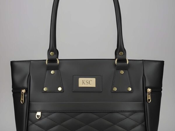 Premium Quality Women’s Stylish Light Black Handbag | Elegant PU Leather Shoulder & Tote Bag for Ladies | Spacious Multi-Compartment Design with Golden Hardware & Fur Ball Charm | Perfect for Office, Daily Use, Travel & Parties | WUGO