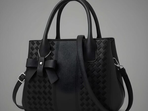 Premium Quality Women’s Stylish Eerie Black Handbag | Elegant PU Leather Shoulder & Tote Bag for Ladies | Spacious Multi-Compartment Design with Golden Hardware & Fur Ball Charm | Perfect for Office, Daily Use, Travel & Parties | WUGO