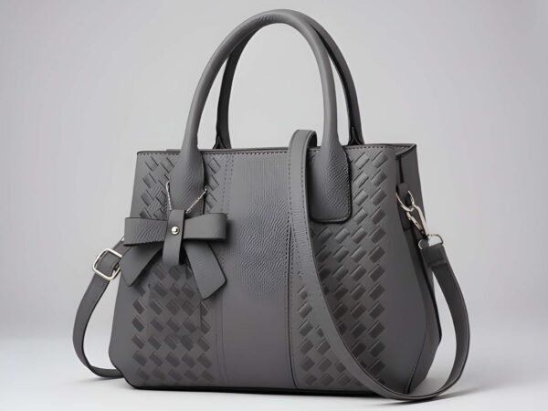 Premium Quality Women’s Stylish Grey Handbag | Elegant PU Leather Shoulder & Tote Bag for Ladies | Spacious Multi-Compartment Design with Golden Hardware & Fur Ball Charm | Perfect for Office, Daily Use, Travel & Parties | WUGO