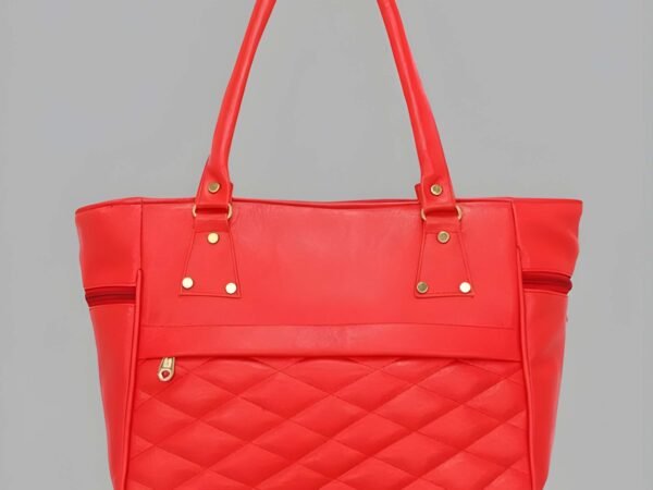 Premium Quality Women’s Stylish Red Handbag | Elegant PU Leather Shoulder & Tote Bag for Ladies | Spacious Multi-Compartment Design with Golden Hardware & Fur Ball Charm | Perfect for Office, Daily Use, Travel & Parties | WUGO