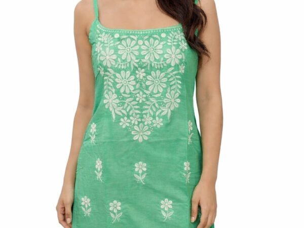 Women’s Mint Green Lucknowi Chikankari Straight | Lakhnawi Virasat