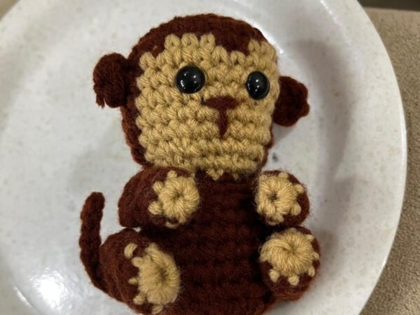 Handmade Crochet Monkey Plush - Brown Amigurumi Miniature Toy | Deepti Handicraft