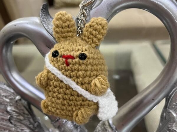 Handmade Crochet Bunny Keychain - Soft Brown Amicraftigurumi Bag Charm | Deepti Handicraft