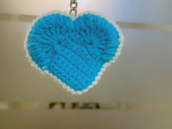 Handmade Blue Crochet Heart Keychain - Soft Yarn Bag Charm | Deepti Handicraft
