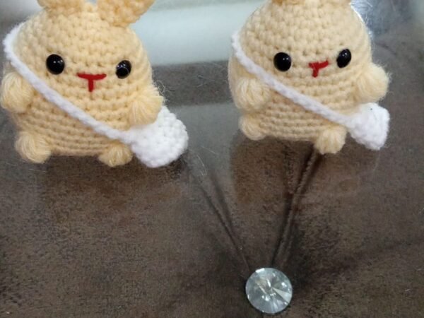 Handmade Crochet Plush Keychain - White Amigurumi | Deepti Handicraft